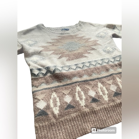 American eagle oversized wool blend fall Aztec crew neck pullover sweater size S - Picture 1 of 6
